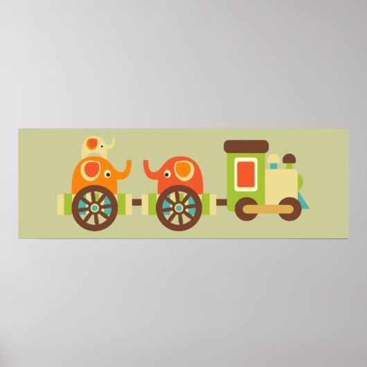 Cute Elephant Train Poster Wall Decor voor kindere (Voorkant)