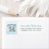 Cute Elephant Turquiose Baby shower Return Address Etiket (Insitu)