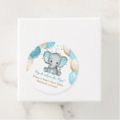 Cute Elephant Turquiose Gold Balloons Baby shower Bedankjes Labels (In situ)