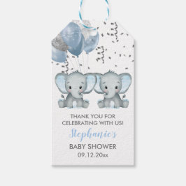 Cute Elephant Twin Boy Balloons Baby shower Cadeaulabel