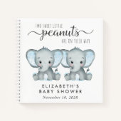 Cute Elephant Twin Boys Baby shower Guest Book Notitieboek (Voorkant)