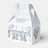 Cute Elephant Twin Boys Ballon Baby shower Bedankdoosjes (Achterkant)