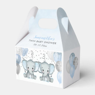 Cute Elephant Twin Boys Ballon Baby shower Bedankdoosjes
