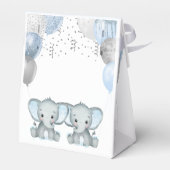 Cute Elephant Twin Boys Ballon Baby shower Bedankdoosjes (Achterkant)