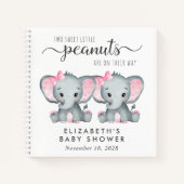 Cute Elephant Twin Girls Baby shower Guest Book Notitieboek (Voorkant)