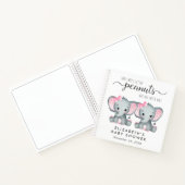 Cute Elephant Twin Girls Baby shower Guest Book Notitieboek (Binnen)