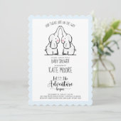 Cute Elephant Twins Baby shower Blue Baby Boy Kaart (Staand voorkant)