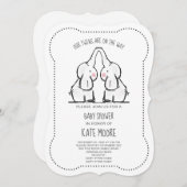 Cute Elephant Twins Baby shower Invitation Kaart (Voorkant / Achterkant)