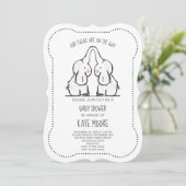 Cute Elephant Twins Baby shower Invitation Kaart (Staand voorkant)