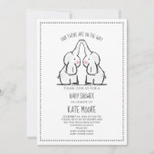 Cute Elephant Twins Baby shower Kaart (Voorkant)