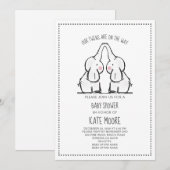 Cute Elephant Twins Baby shower Kaart (Voorkant / Achterkant)