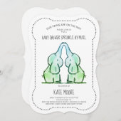 Cute Elephant Twins Baby shower Sprinkle by Mail Kaart (Voorkant / Achterkant)