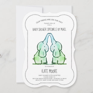 Cute Elephant Twins Baby shower Sprinkle by Mail Kaart
