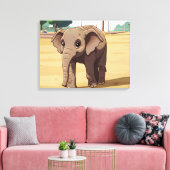 Cute elephant up close canvas print (Insitu (Woonkamer))