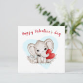 Cute Elephant Valentijns Kaart (Staand voorkant)