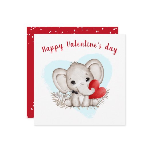 Cute Elephant Valentijns Kaart (Voorkant / Achterkant in situ)