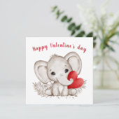 Cute Elephant Valentijnsdag Kaart (Staand voorkant)