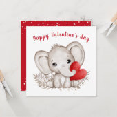 Cute Elephant Valentijnsdag Kaart (Voorkant / Achterkant in situ)