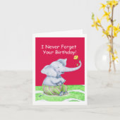 Cute Elephant vergeet nooit je verjaardag Kaart (Gele Bloem)