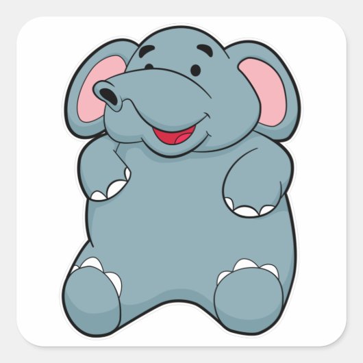 Cute Elephant Vierkante Sticker (Voorkant)