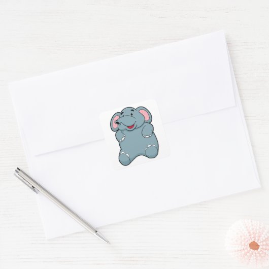 Cute Elephant Vierkante Sticker (Envelop)