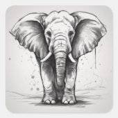 Cute Elephant Vierkante Sticker (Voorkant)