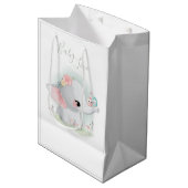 Cute Elephant Waterverf Baby Love Sage Green Medium Cadeauzakje (Voorkant Gekanteld)