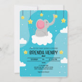 Cute Elephant Waterverf Baby shower Aankondiging (Voorkant)