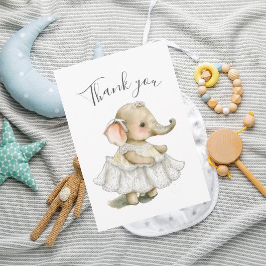 Cute Elephant Waterverf Baby shower Hartelijk dank Bedankkaart