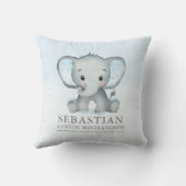 Cute Elephant Waterverf Boy Baby Kussen (Achterkant)