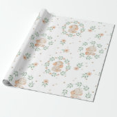 Cute Elephant Waterverf Green Wreated Baby shower Cadeaupapier (Uitgerold)