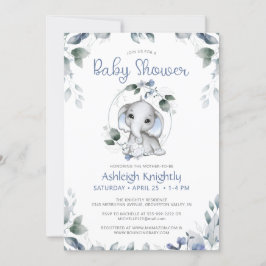 Cute Elephant Waterverf Greenery Baby shower Kaart