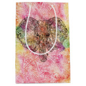 Cute Elephant Waterverf hand getrokken Henna flora Medium Cadeauzakje (Voorkant)