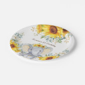 Cute Elephant Waterverf Sunflower 1e verjaardag Papieren Bordje (Gekanteld)