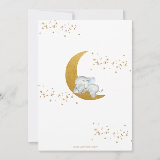 Cute Elephant We zijn over het Moon Boy Baby showe Kaart (Achterkant)