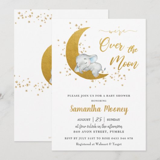 Cute Elephant We zijn over het Moon Boy Baby showe Kaart (Voorkant / Achterkant)