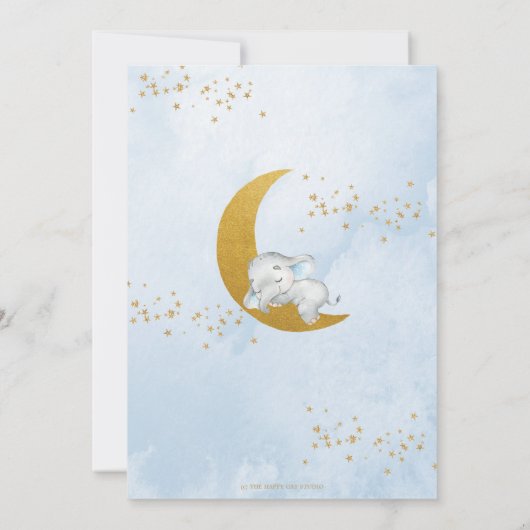 Cute Elephant We zijn over het Moon Boy Baby showe Kaart (Achterkant)