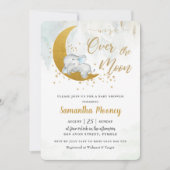 Cute Elephant We zijn over het Moon Boy Baby showe Kaart (Voorkant)