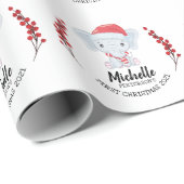 Cute Elephant Winter Holiday Baby's 1st Kerstmis Cadeaupapier (Rol Hoek)