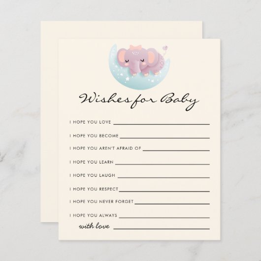 Cute Elephant Wishes for Baby Card (Voorkant / Achterkant)