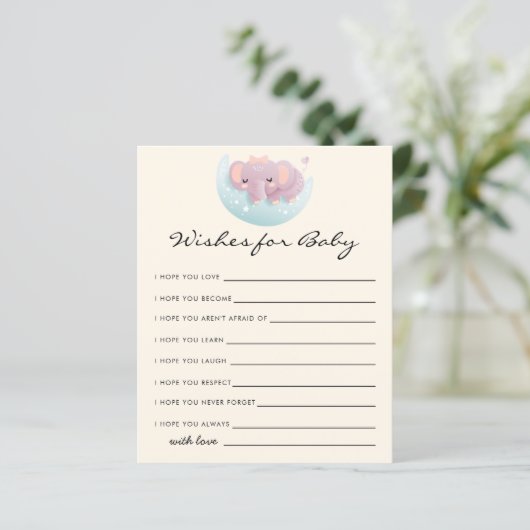 Cute Elephant Wishes for Baby Card (Staand voorkant)