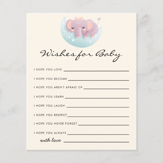 Cute Elephant Wishes for Baby Card (Voorkant)