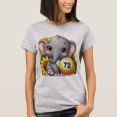 Cute elephant with a number 72 bingo ball t-shirt (Voorkant)
