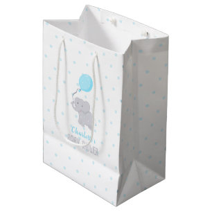 Cute Elephant with Balloon Baby shower Boy Medium Cadeauzakje