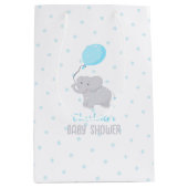 Cute Elephant with Balloon Baby shower Boy Medium Cadeauzakje (Voorkant)
