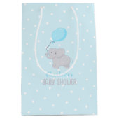Cute Elephant with Balloon Baby shower Boy Medium Cadeauzakje (Voorkant)