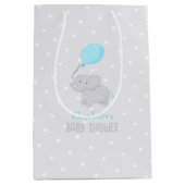 Cute Elephant with Balloon Baby shower Boy Medium Cadeauzakje (Voorkant)
