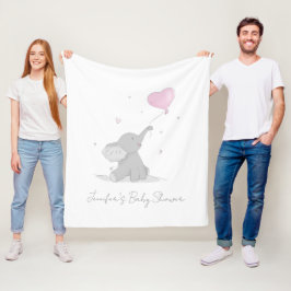 Cute Elephant with Balloon Baby Shower  Fleece Deken