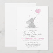 Cute Elephant with Balloon Baby Shower Kaart (Voorkant / Achterkant)