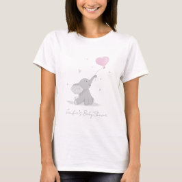 Cute Elephant with Balloon Baby Shower Name T-shirt
